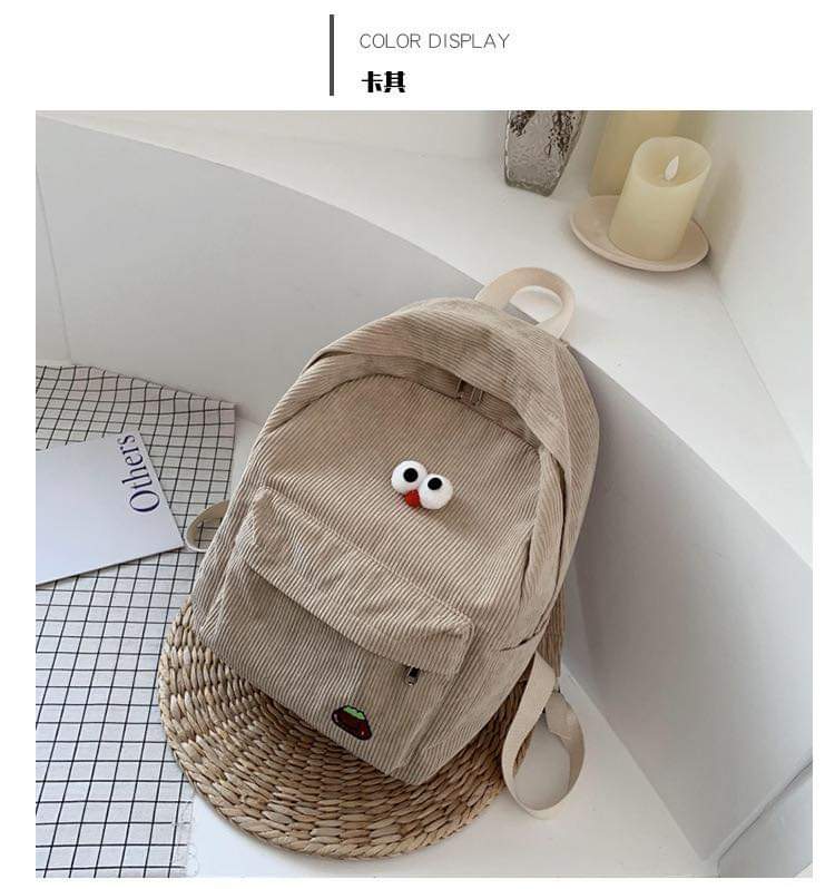 B085, Corduroy backpack new trendy Korean student campus backpack high school college student class bag