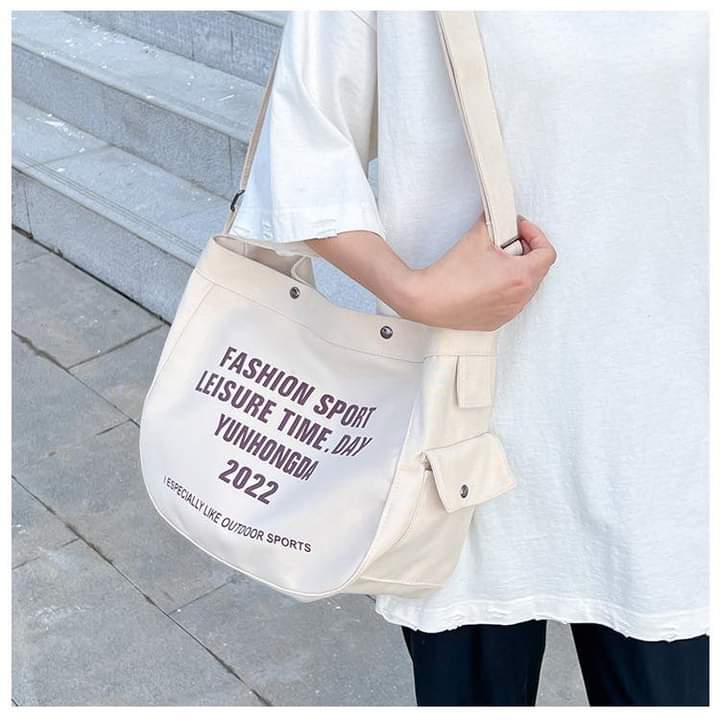 M009, Canvas bag female 2023 new Korean alphabet ladies tote bag student class large-capacity one-shoulder messenger bag